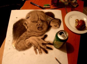 Desenho com efeito 3D feito a lapis, artista Fredo (1)