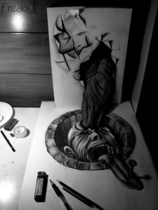 Desenho com efeito 3D feito a lapis, artista Fredo (4)